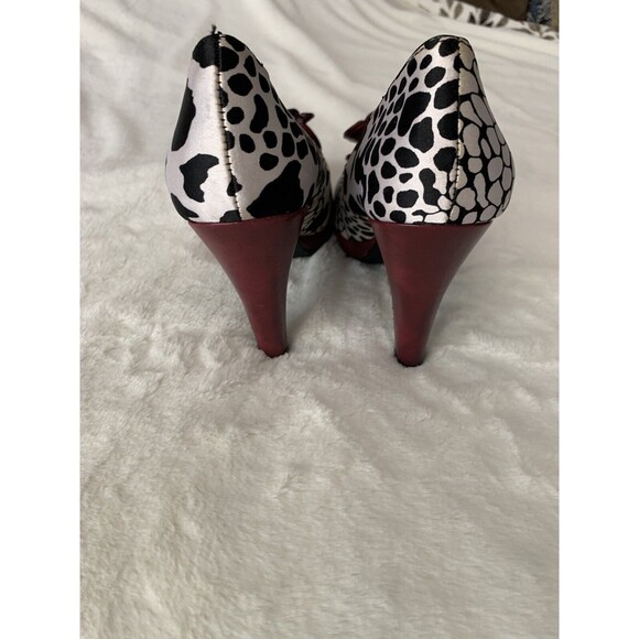 🔥 Steve Madden Girl Women's Shoes Size 7 Animal Print Pumps Peep-toe Bow - Picture 4 of 7